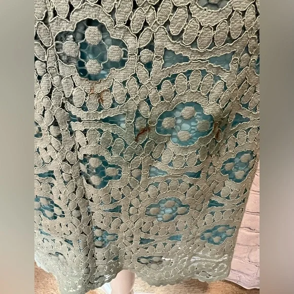 Ann Taylor Loft S 4 Seafoam Green Shift dress Cap Sleeve Lace Work Cocktail - Picture 6 of 8